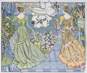 Women surrounded by flowers, c. 1900